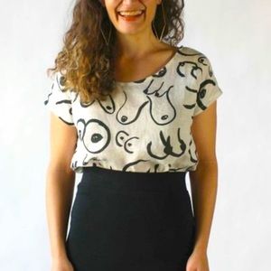 Gravel and gold boob shirt